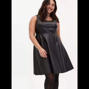 NWT Torrid Black Sleeveless PU Leather Dress Size 10